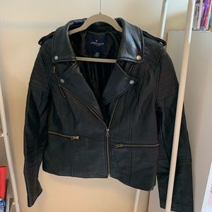 American Eagle Black Faux Leather Jacket *NWOT*